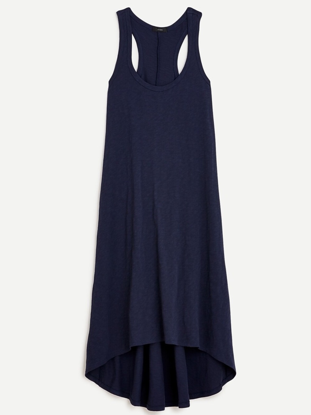 NWT J Crew Swingy Tank Dress, Navy, Small; racerback/high-low hem, 100% cotton